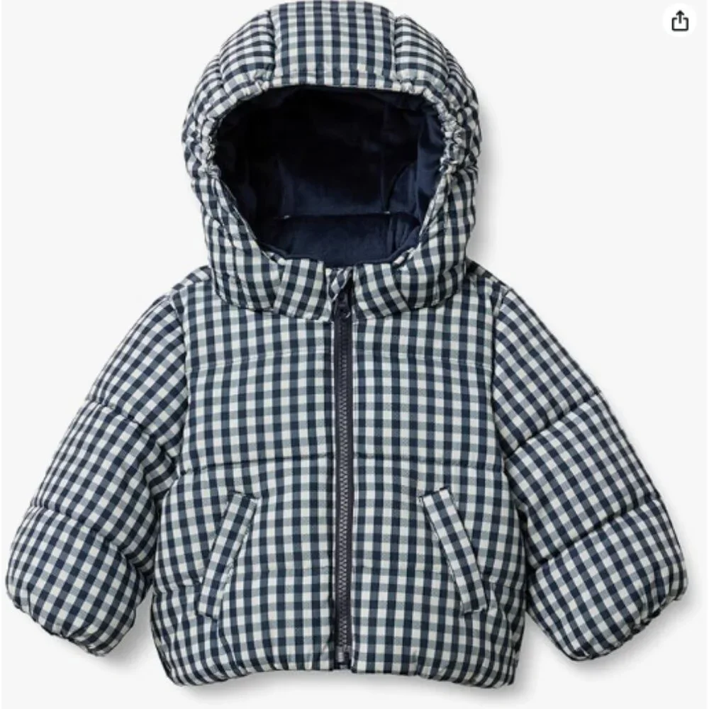 Amazon Essentials x Sofia Grainge Boys' Water-Resistant Hooded Puffer Jacket - M